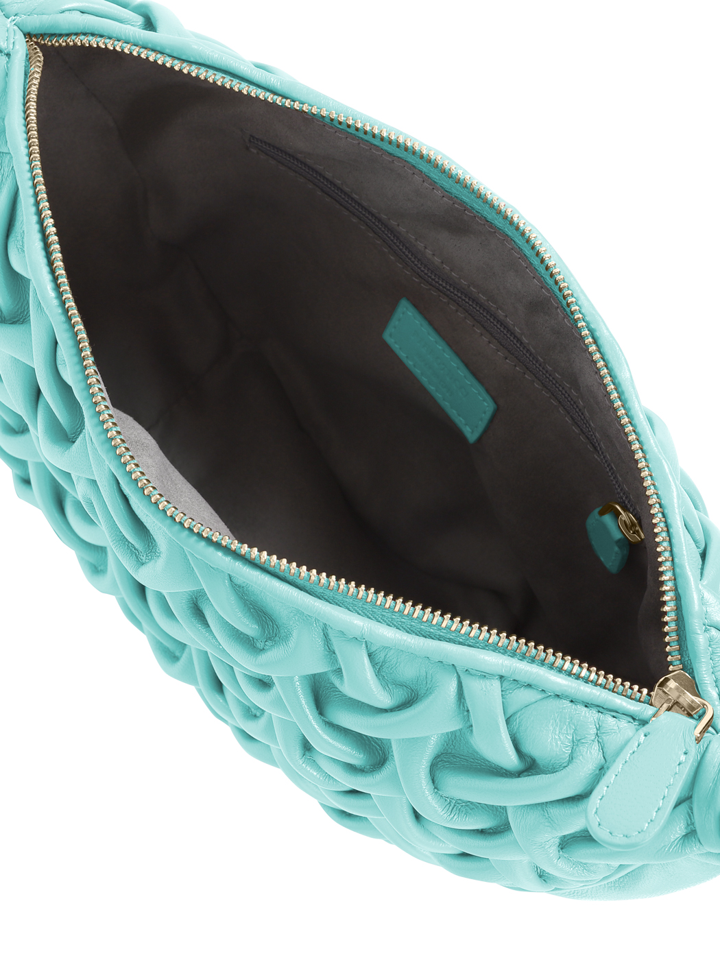 Midi Crescent Stitched Leather Crossbody Sea Green