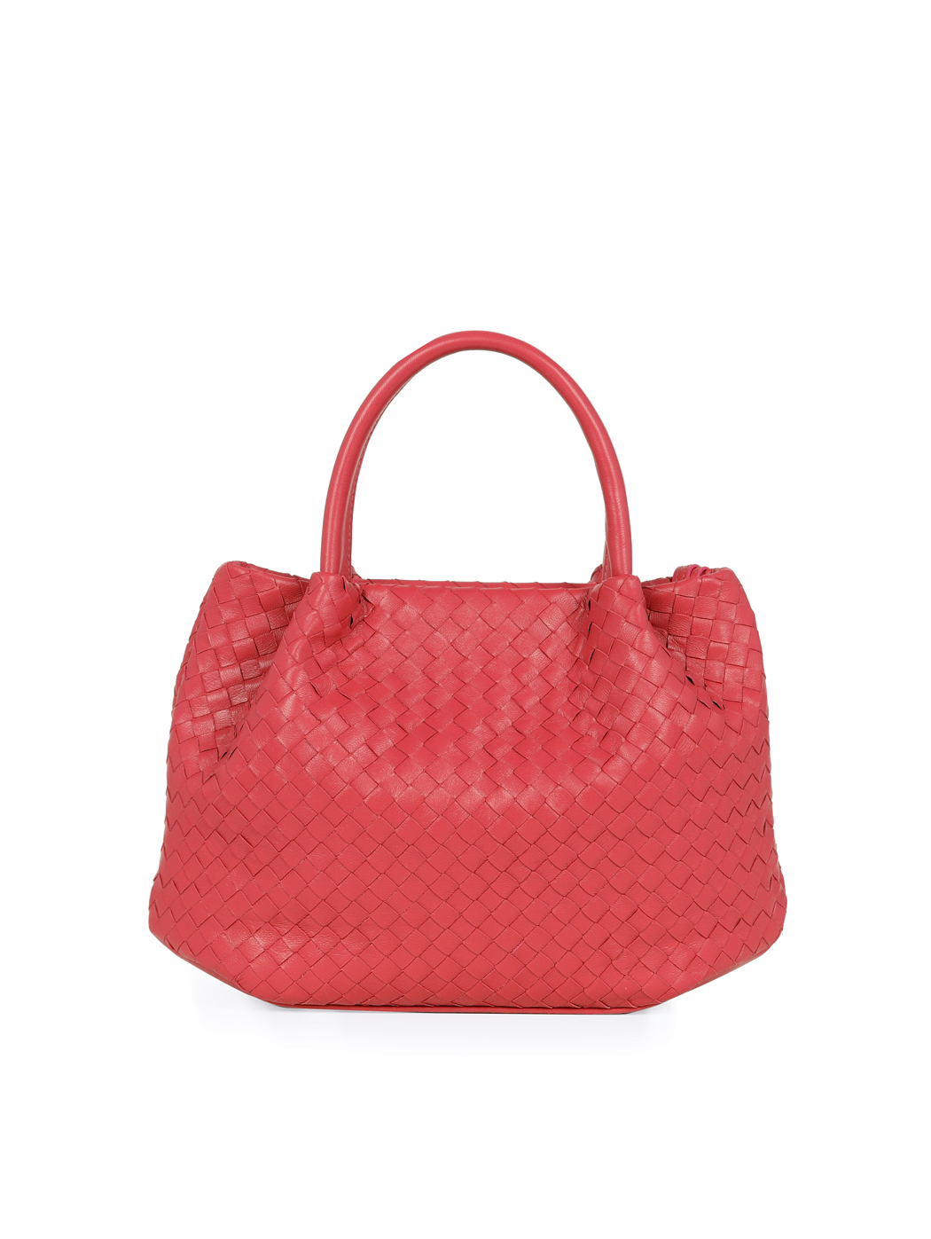 Borsa a mano intrecciata in pelle Rossa