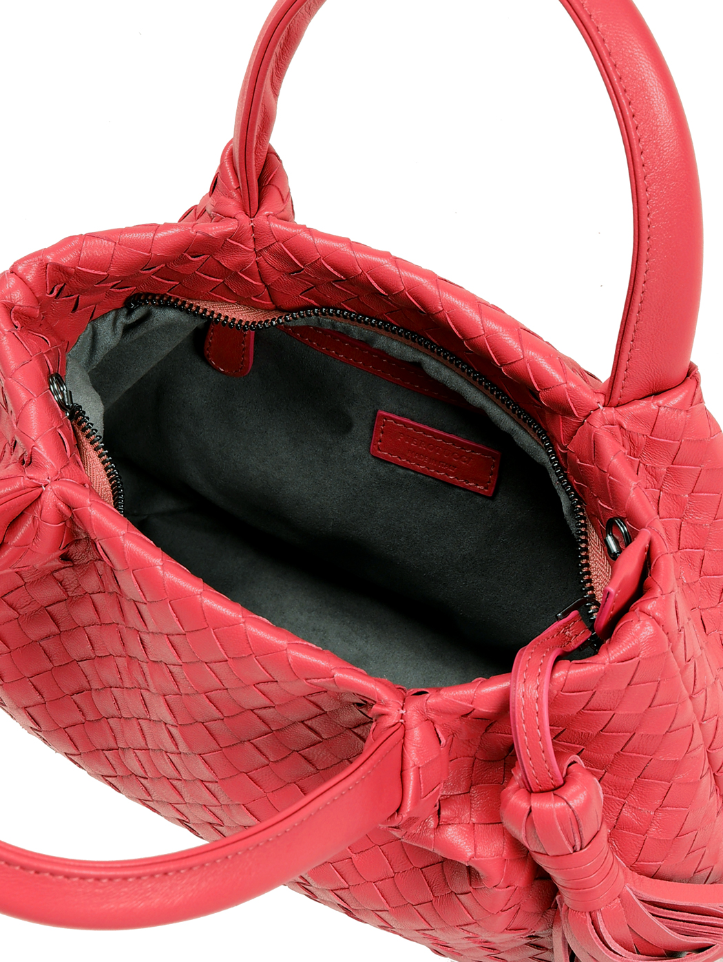 Borsa a mano intrecciata in pelle Rossa