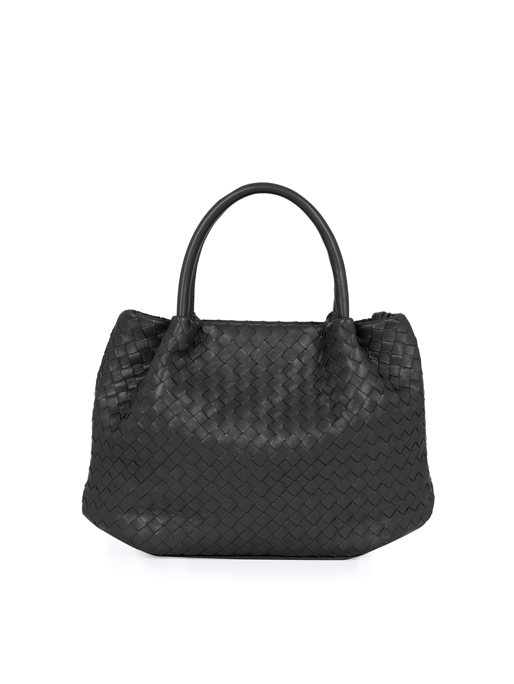 Borsa a mano intrecciata in pelle Nero