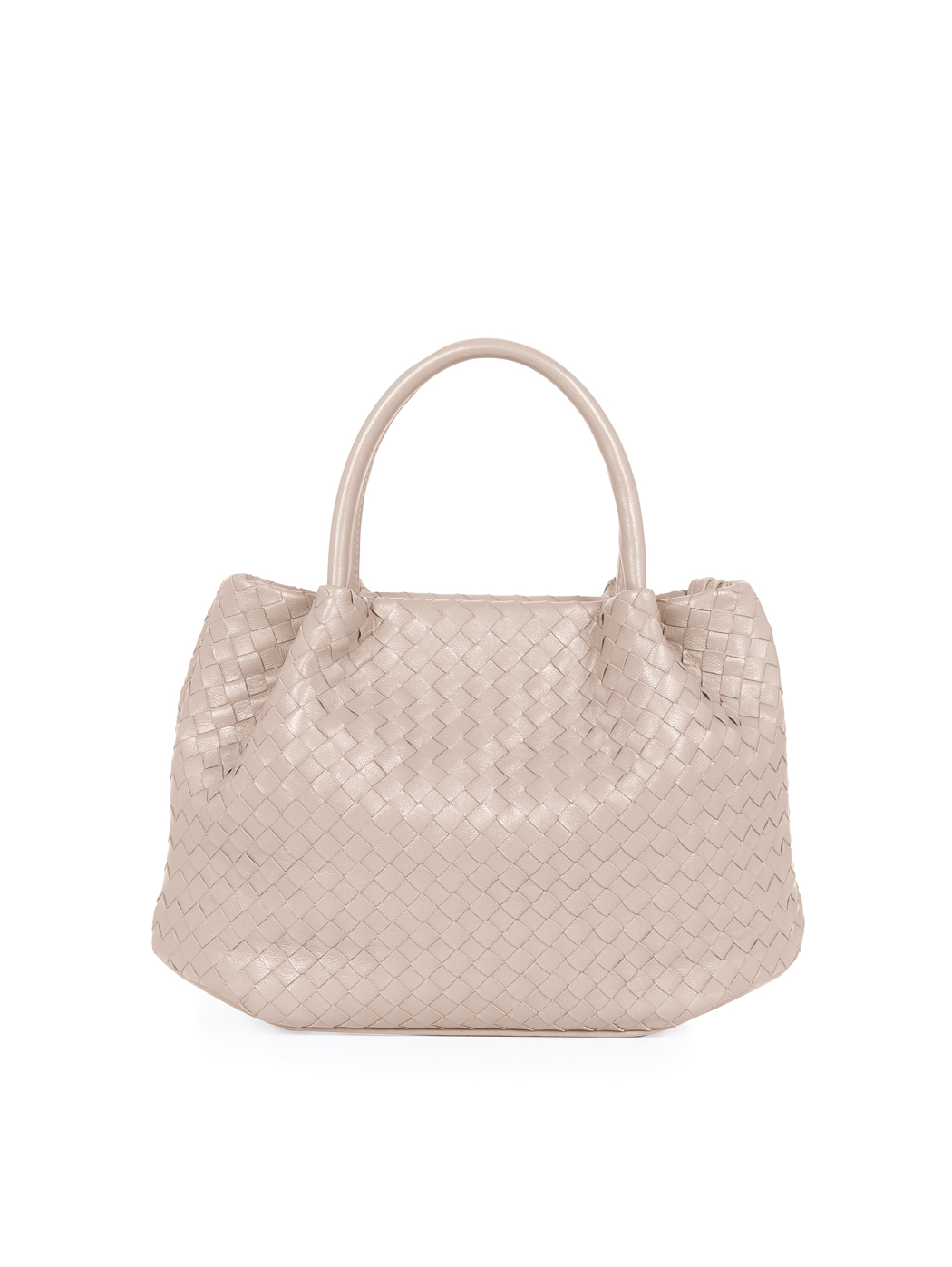 Small Top Handle Intrecciato Weave Bag Beige