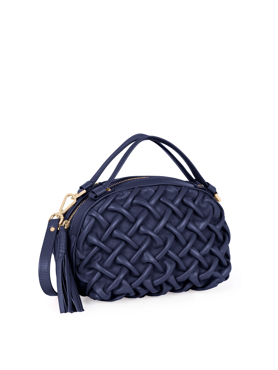Borsa mini in pelle plissé Blu carta zucchero