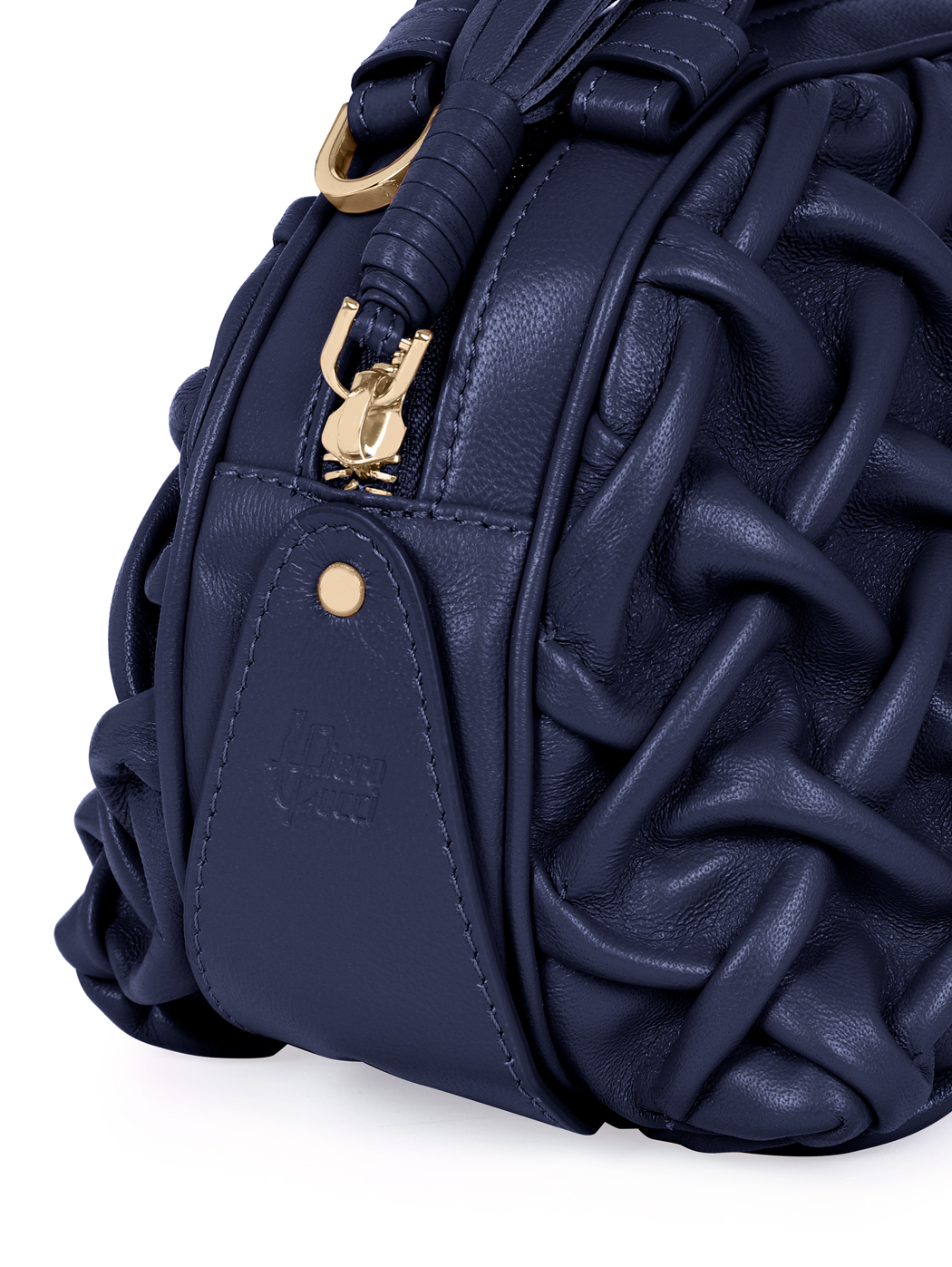 Borsa mini in pelle plissé Blu carta zucchero