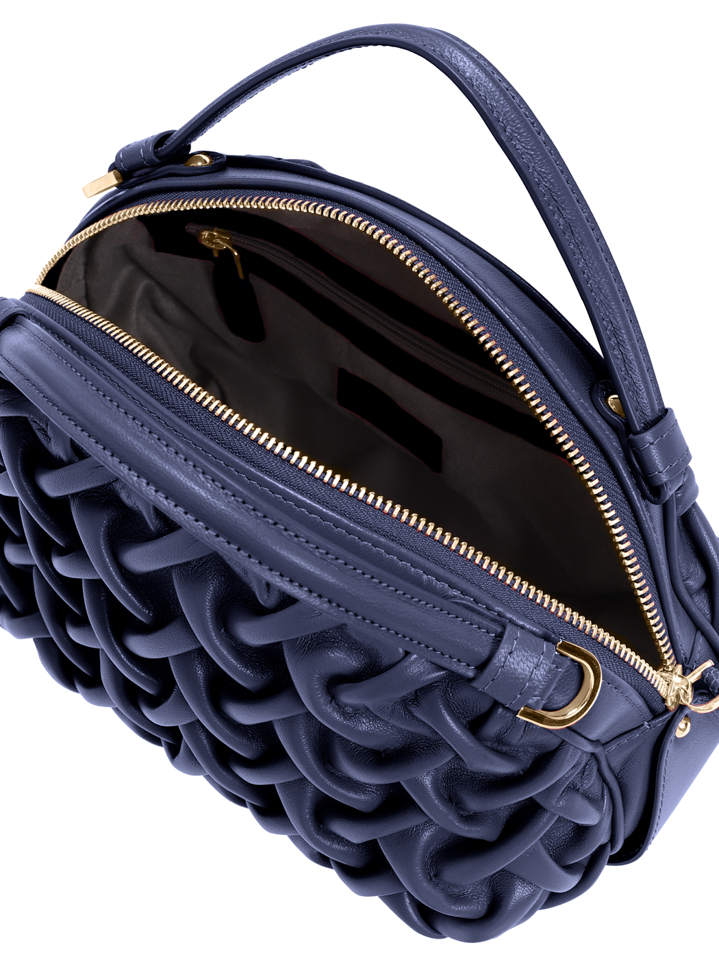 Borsa mini in pelle plissé Blu carta zucchero