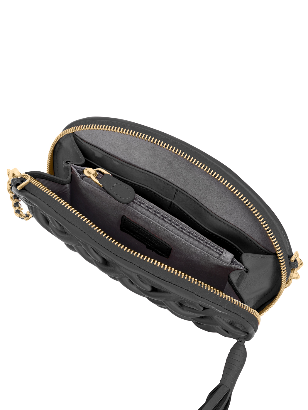 Smock Stitch Leather Shoulder Chain Clutch Black