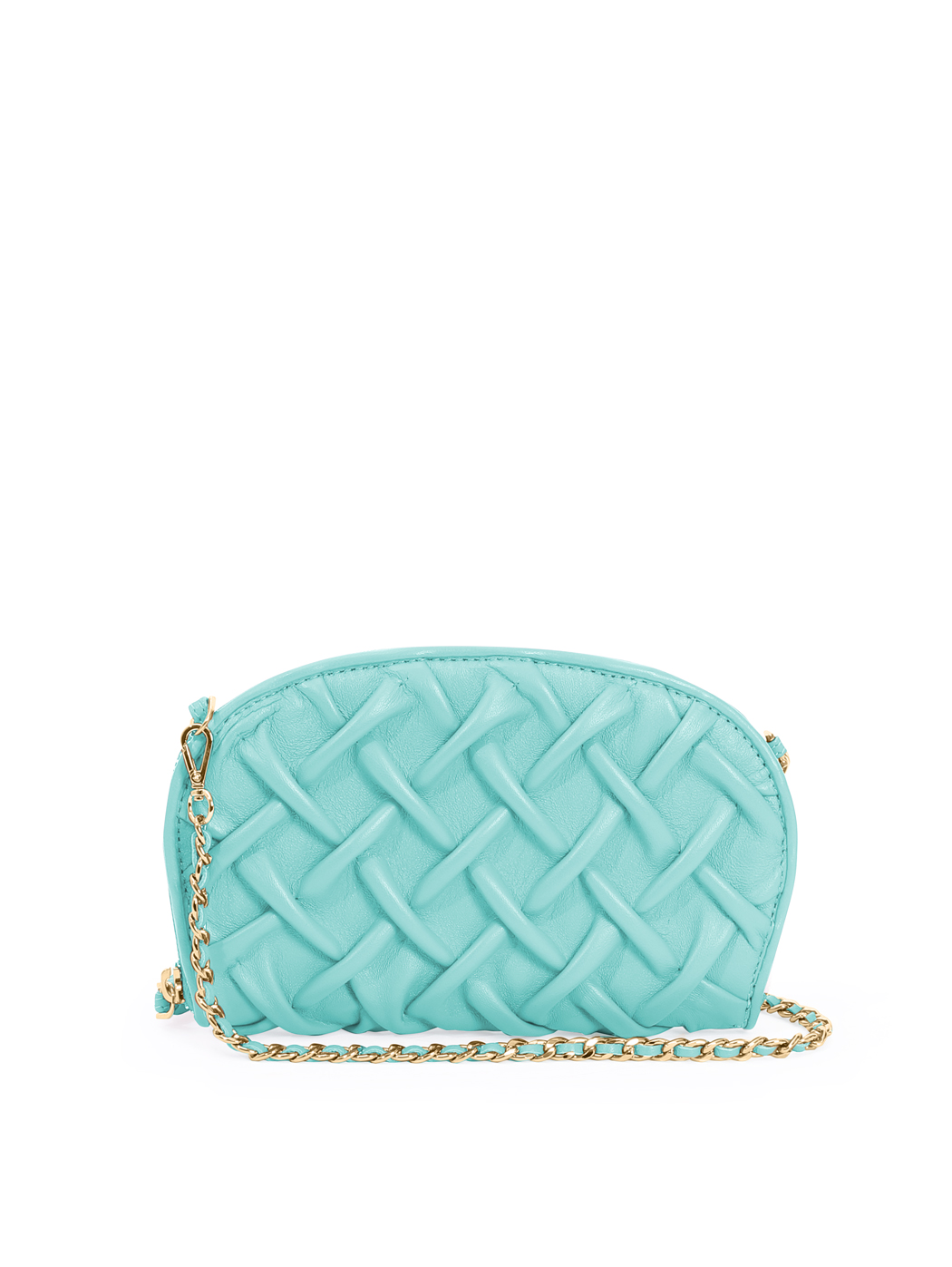 Smock Stitch Leather Shoulder Chain Clutch Sea Green