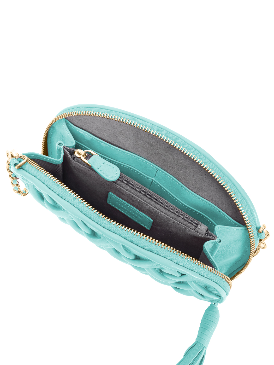 Smock Stitch Leather Shoulder Chain Clutch Sea Green