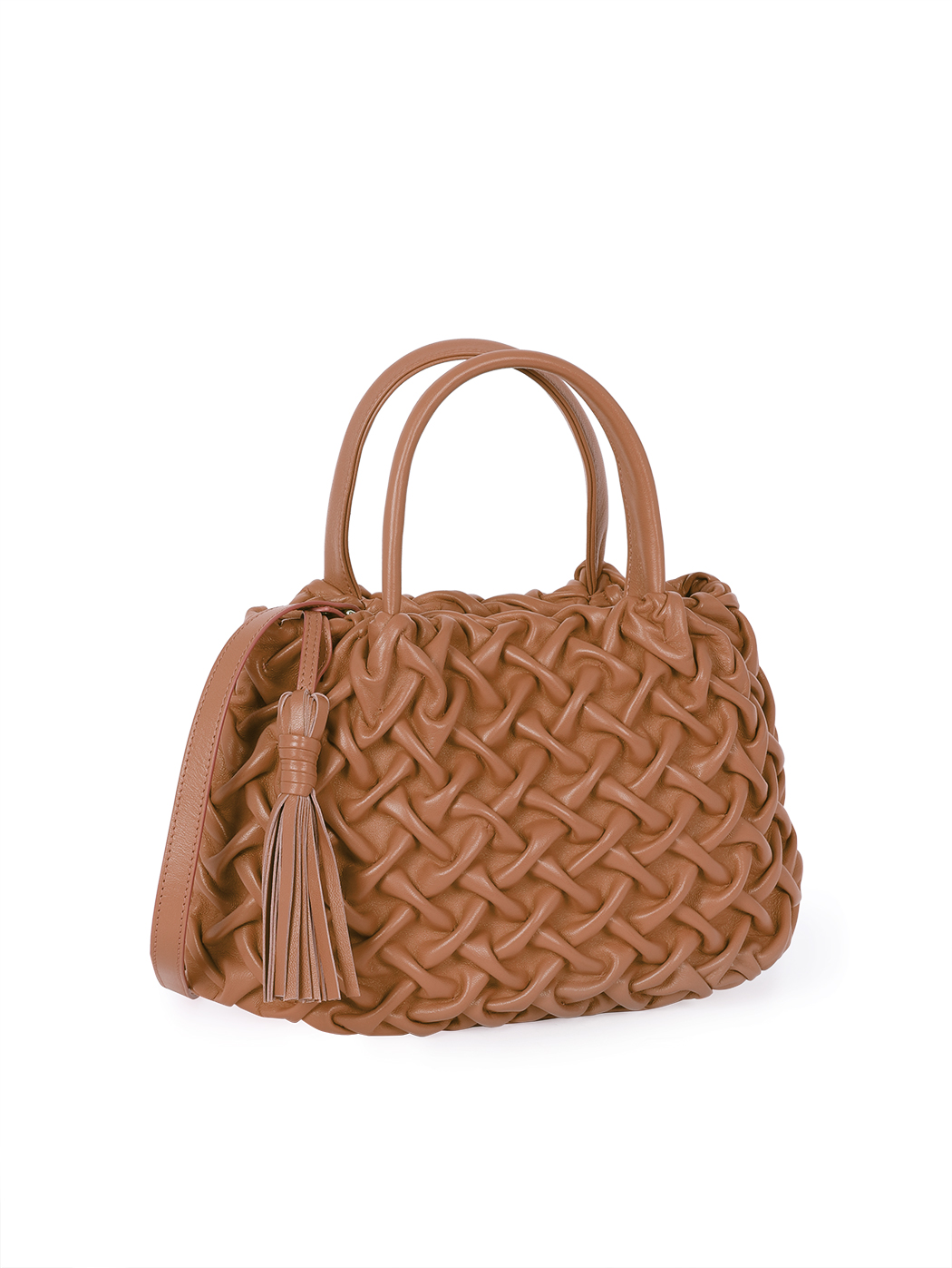 Top Handle Small Smock Leather Bag Tan