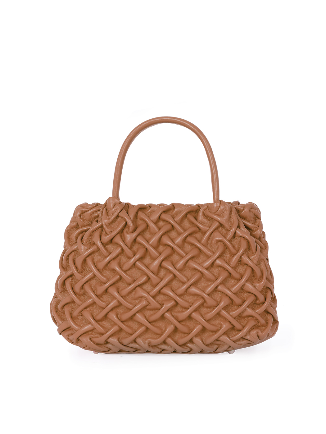 Top Handle Small Smock Leather Bag Tan
