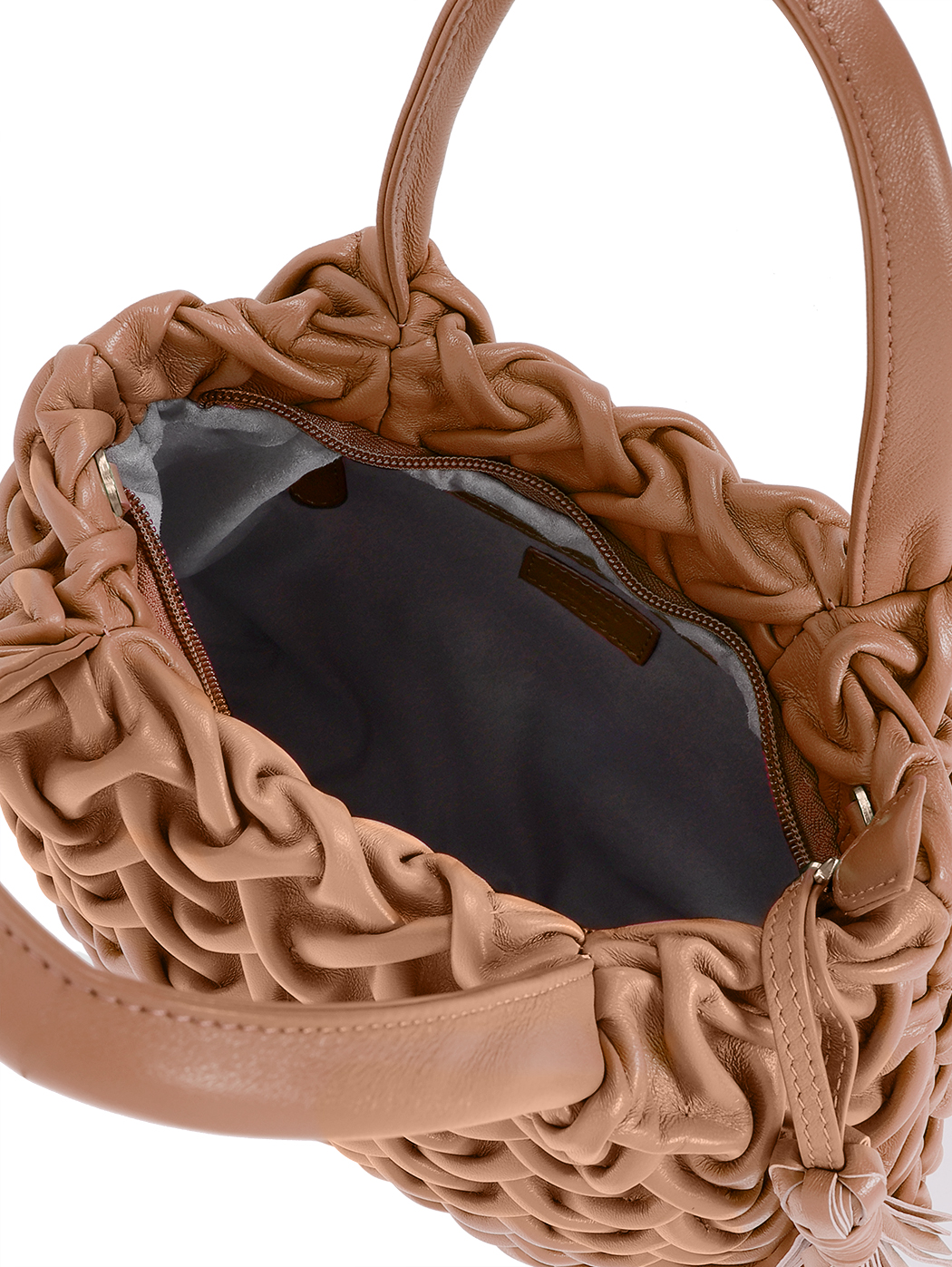 Top Handle Small Smock Leather Bag Tan