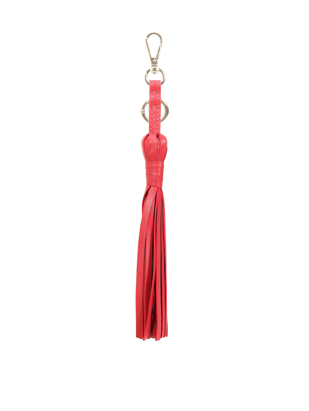 Leather Fringe Tassel Keychain Red
