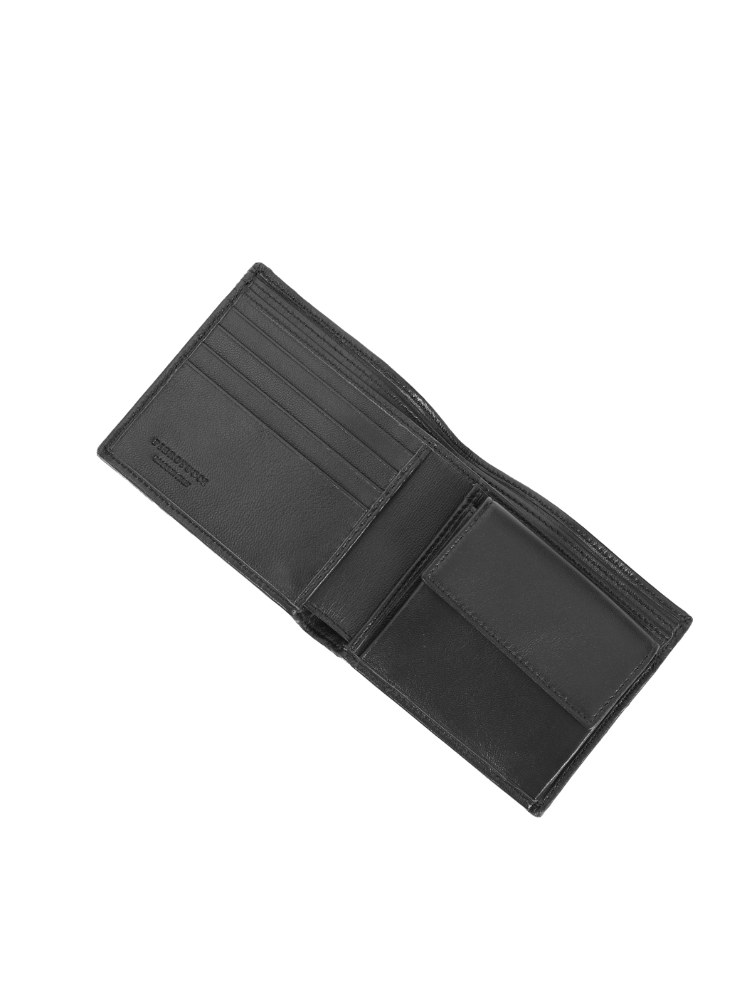 Bifold Coin Intrecciato Weave Leather Wallet Black