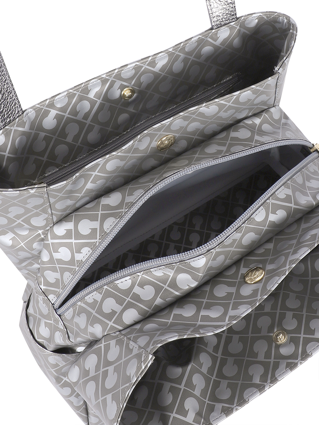 Geometric Line Softy Fabric Maxi Satchel Dark Silver
