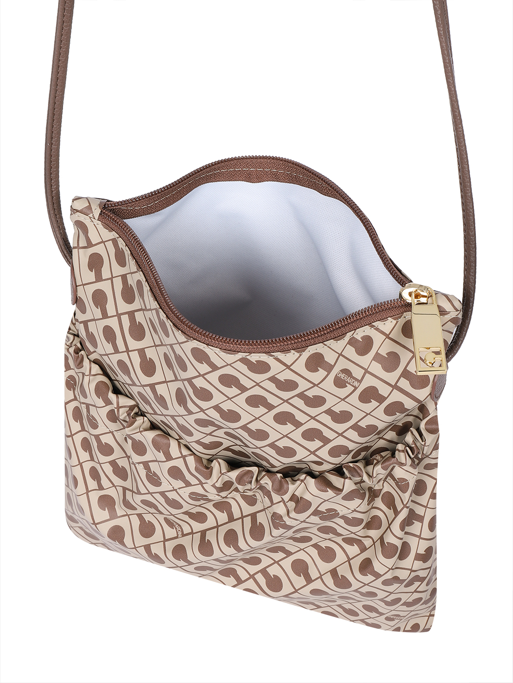 Small Softy Fabric Flat Crossbody Bag Tobacco Butter