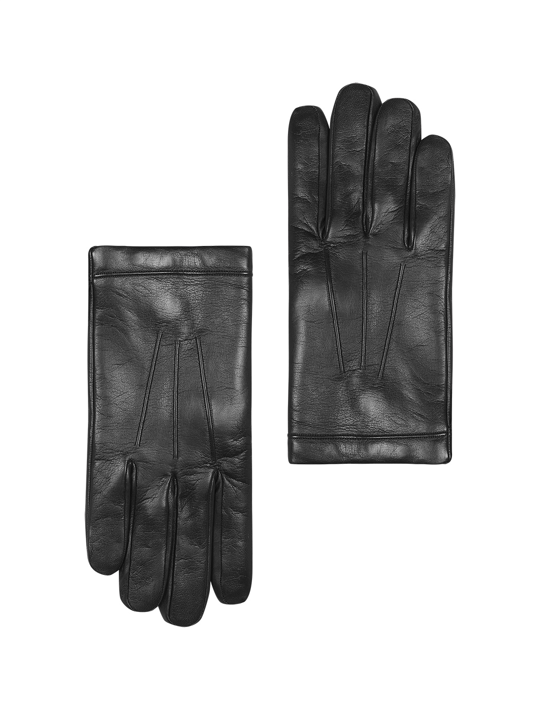 Men's Lined Gloves In Leather & Cashmere Black