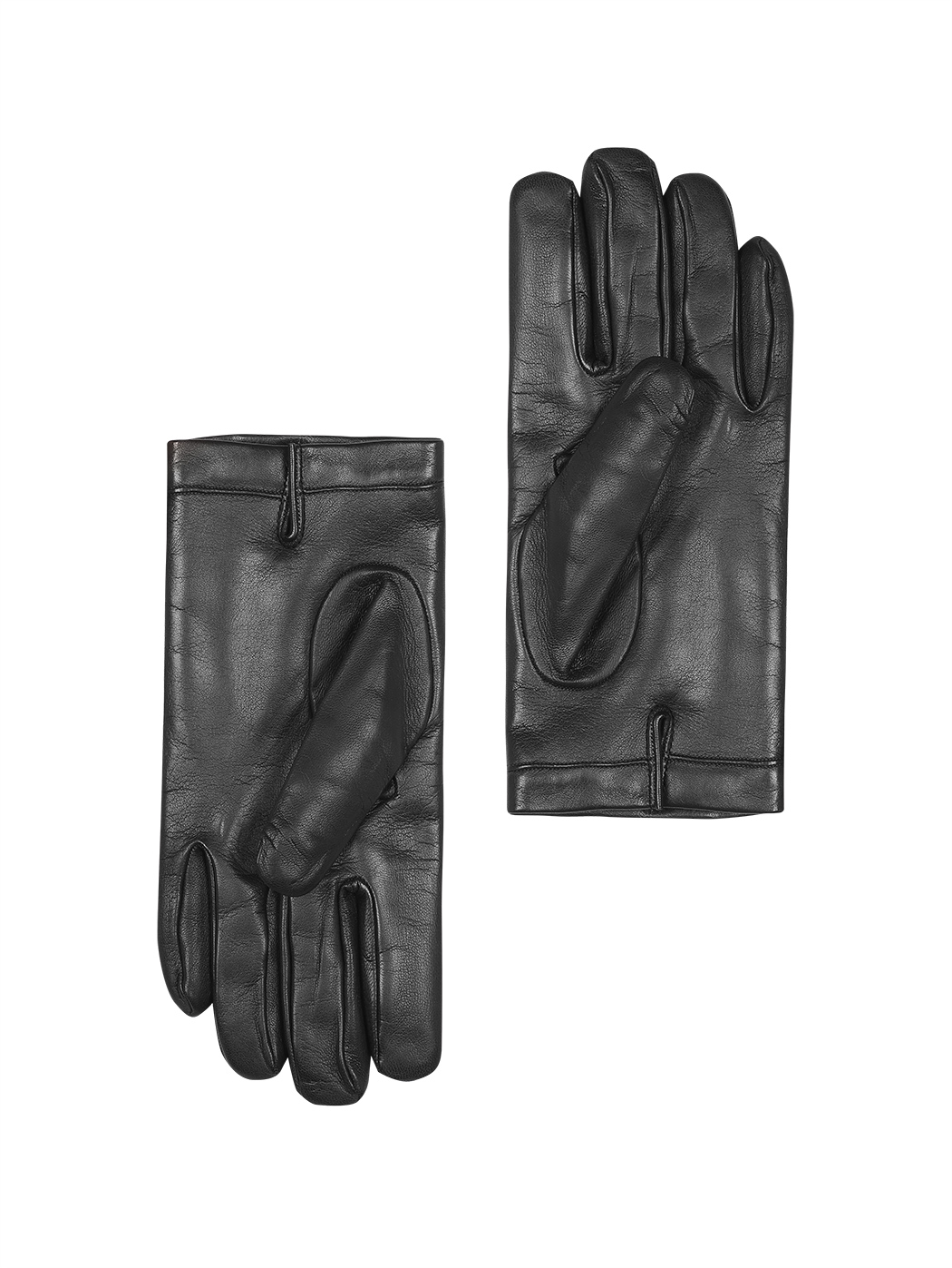 Men's Lined Gloves in Leather & Cashmere  Black