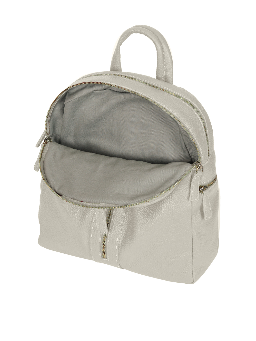 Multi-pocket Deerskin Leather Backpack Beige