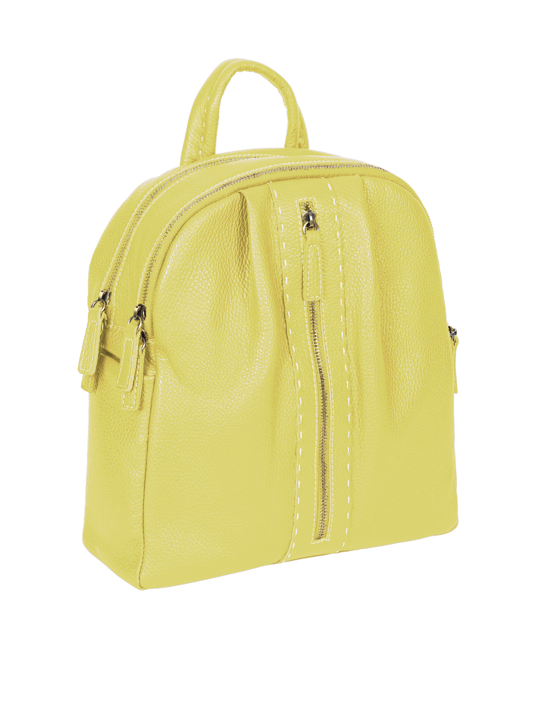 Multi-pocket Deerskin Leather Backpack Lemon Yellow