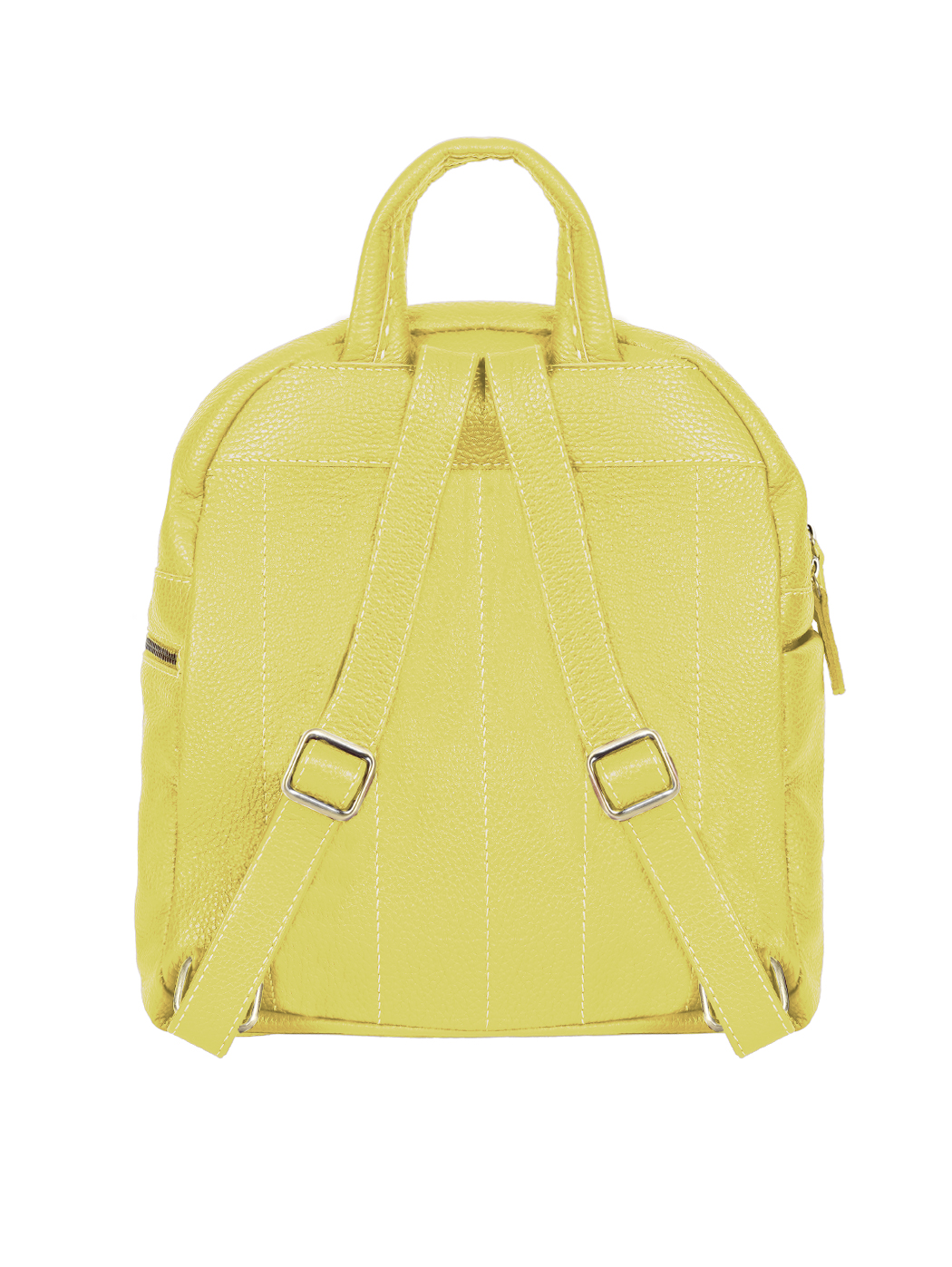 Multi-pocket Deerskin Leather Backpack Lemon Yellow