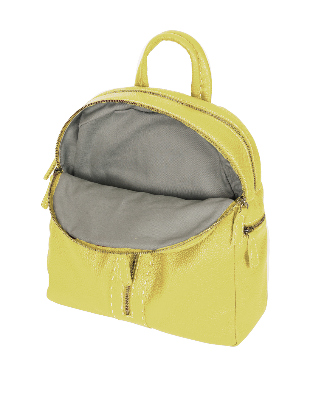 Multi-pocket Deerskin Leather Backpack Lemon Yellow