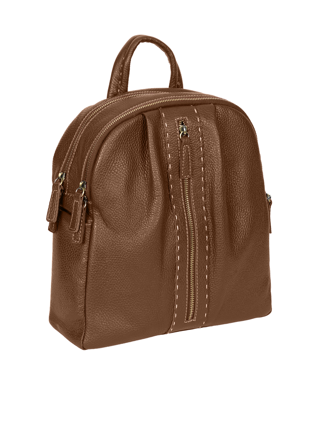 Multi-pocket Deerskin Leather Backpack Dark Brown