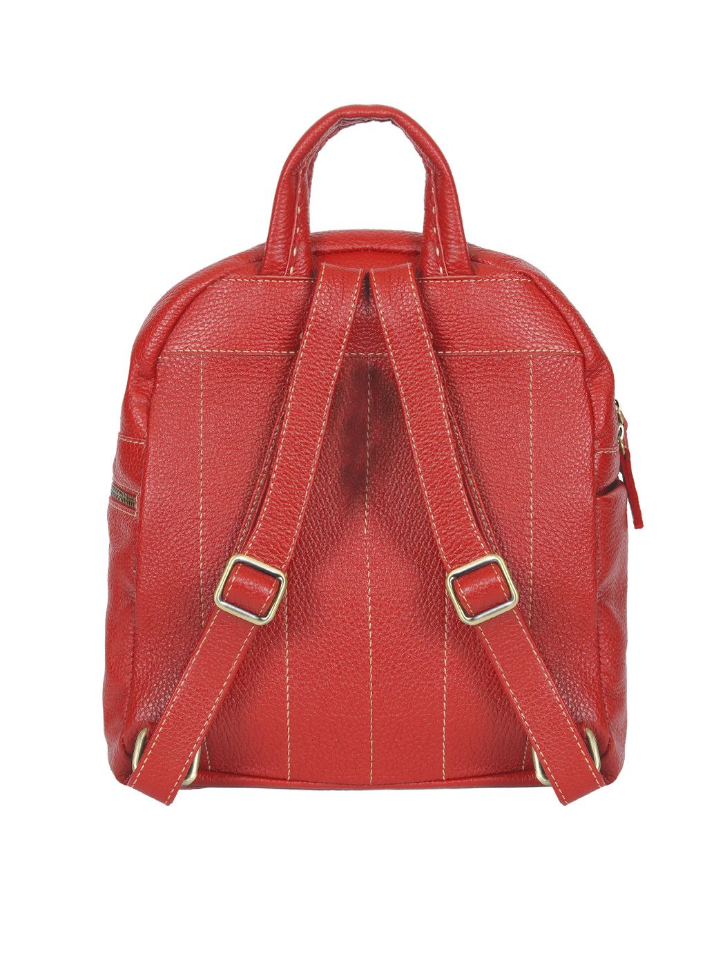 Multi-pocket Deerskin Leather Backpack Red