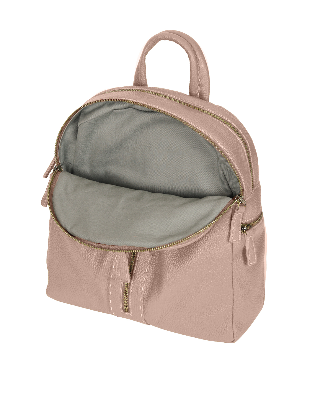 Multi-pocket Deerskin Leather Backpack Blush 