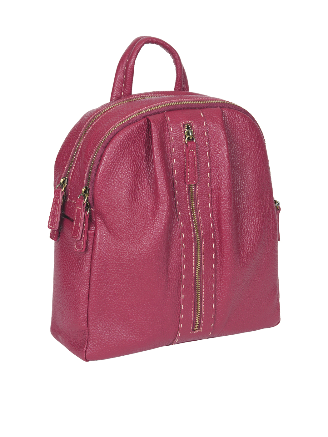 Multi-pocket Deerskin Leather Backpack Wine Red