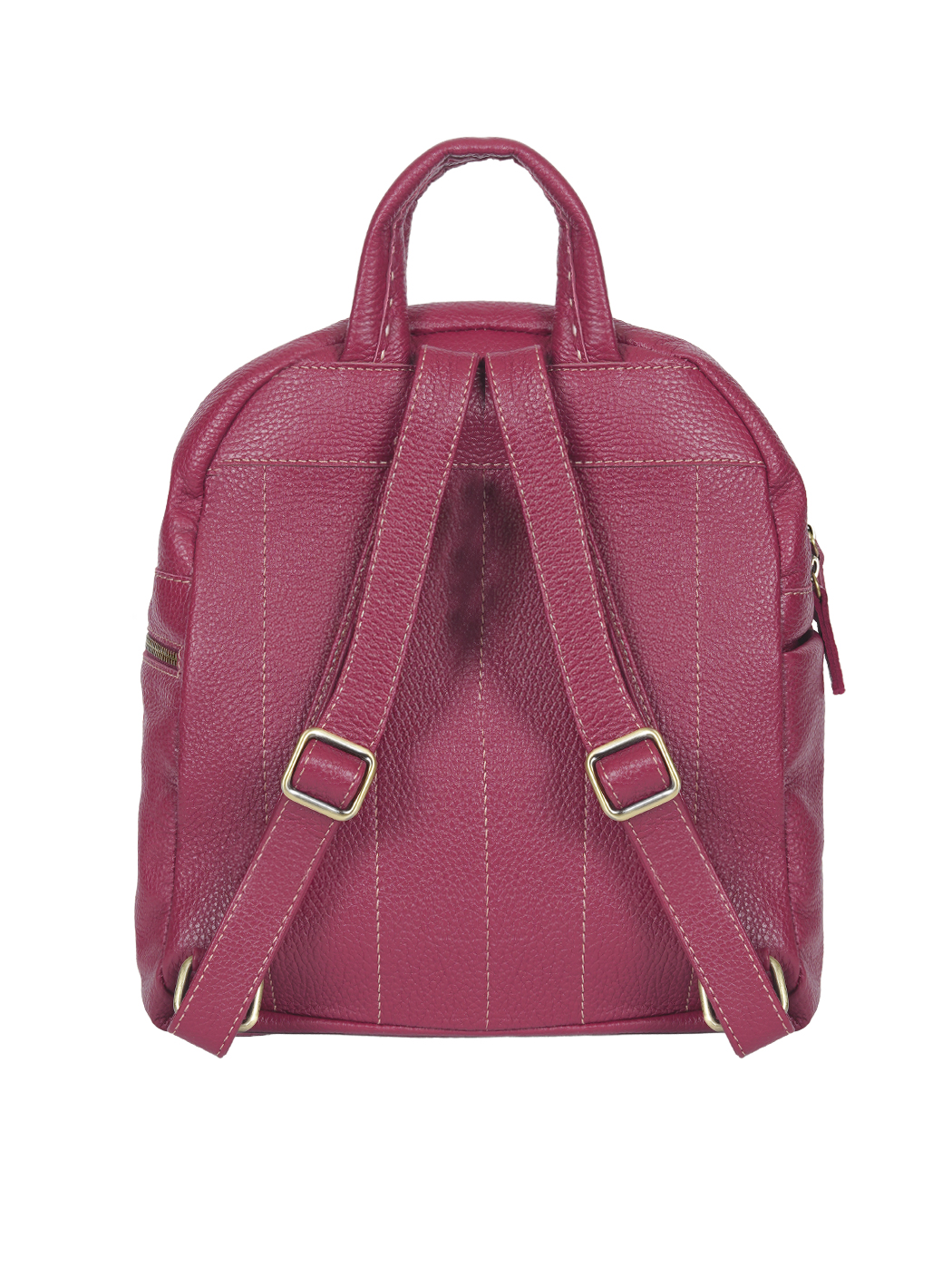 Multi-pocket Deerskin Leather Backpack Wine Red