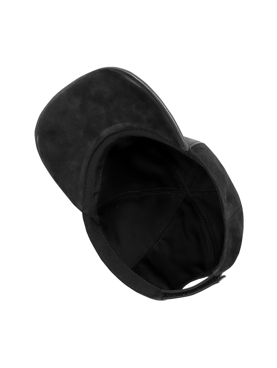 Black Baseball hat in leather and suede