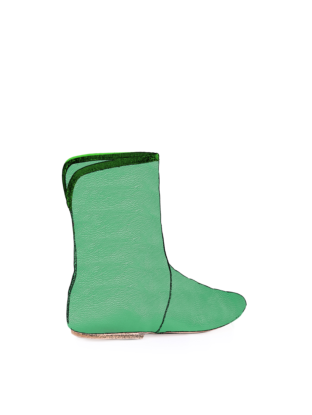 Pull-on Fold over Ankle Boots Green