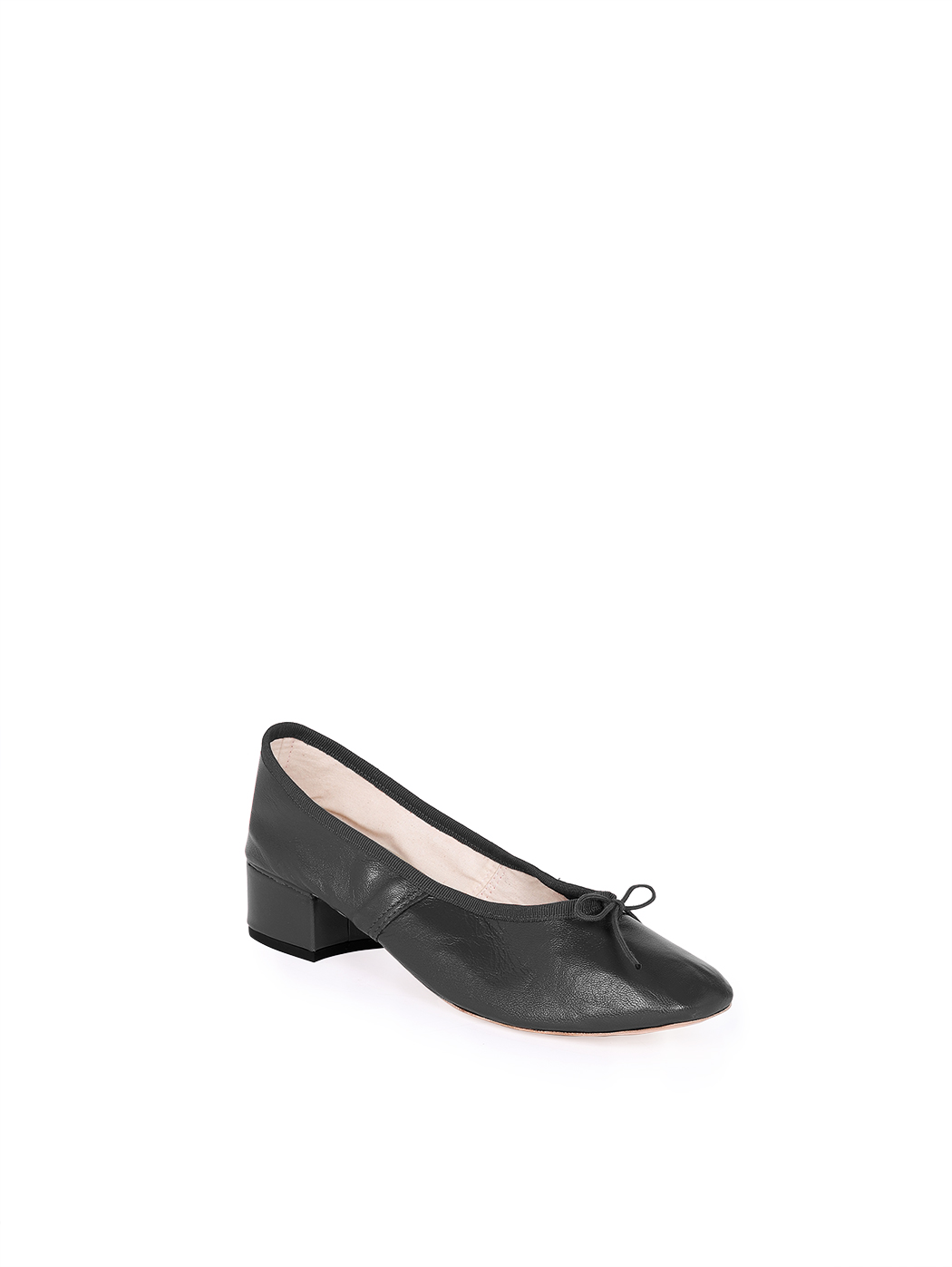 Ballet Pumps Block Heel - Black Nappa