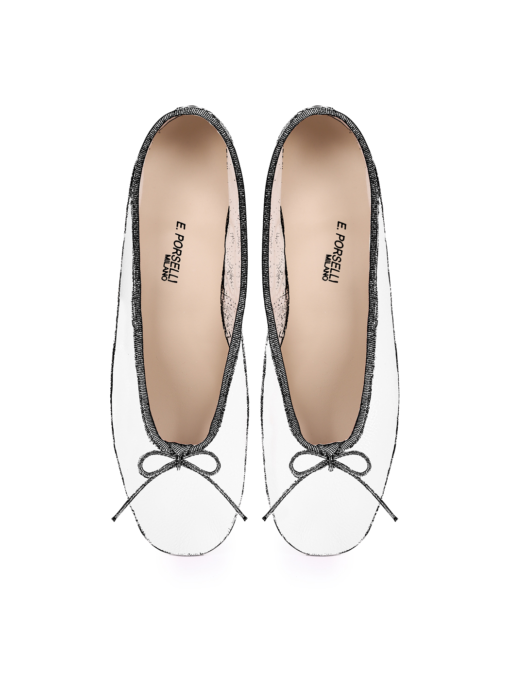 Ballet Pumps Block Heel - White Nappa