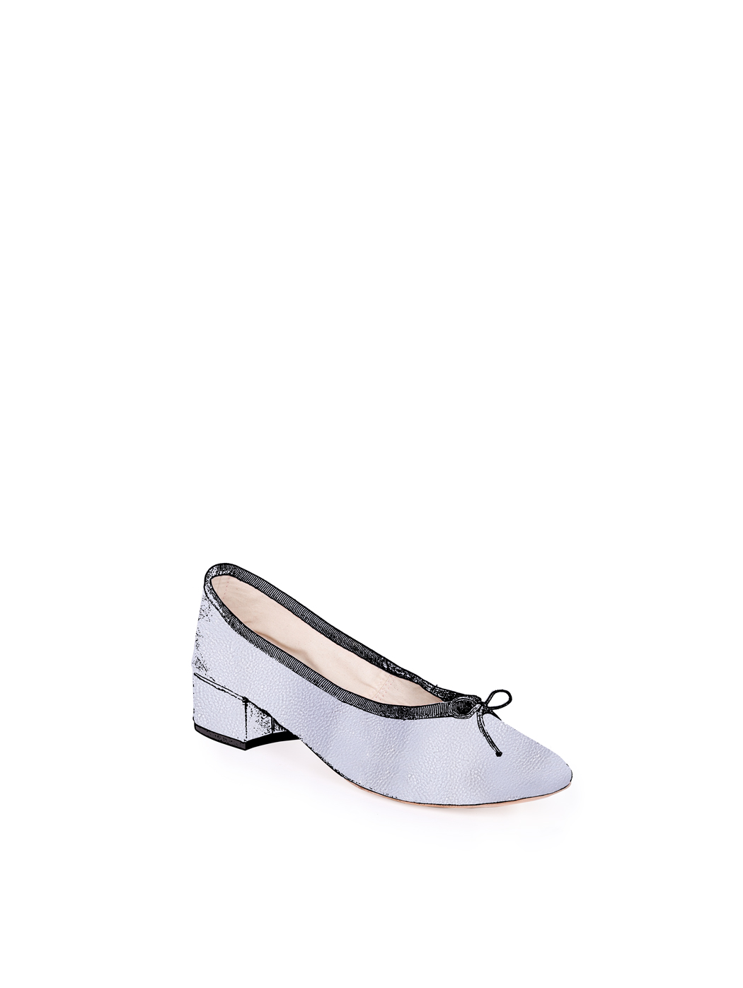 Ballet Pumps Block Heel - Silver Metallic Nappa