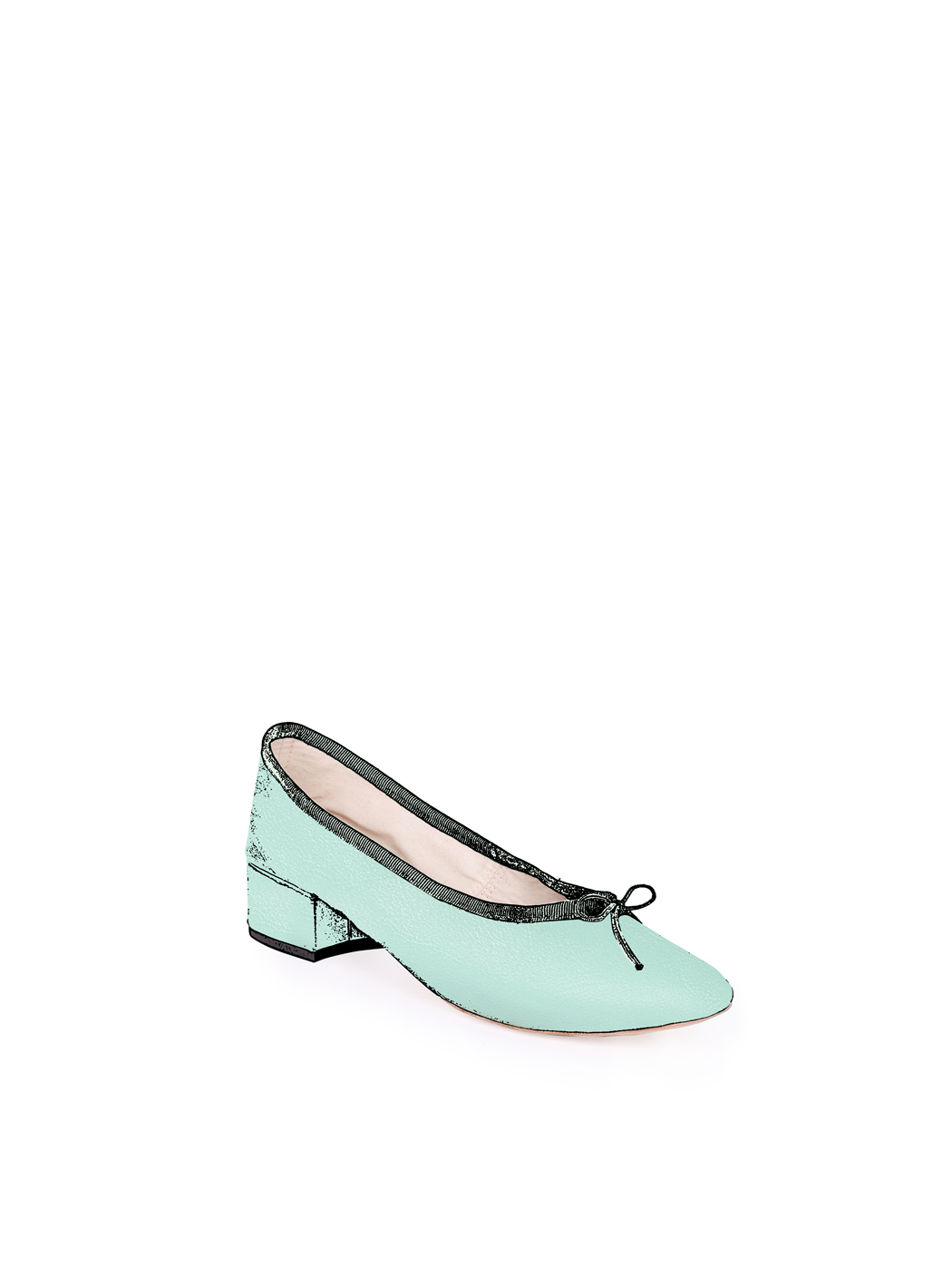 Ballet Pumps Block Heel - Mint Green Nappa