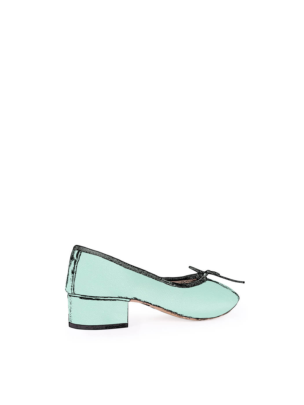 Ballet Pumps Block Heel - Mint Green Nappa
