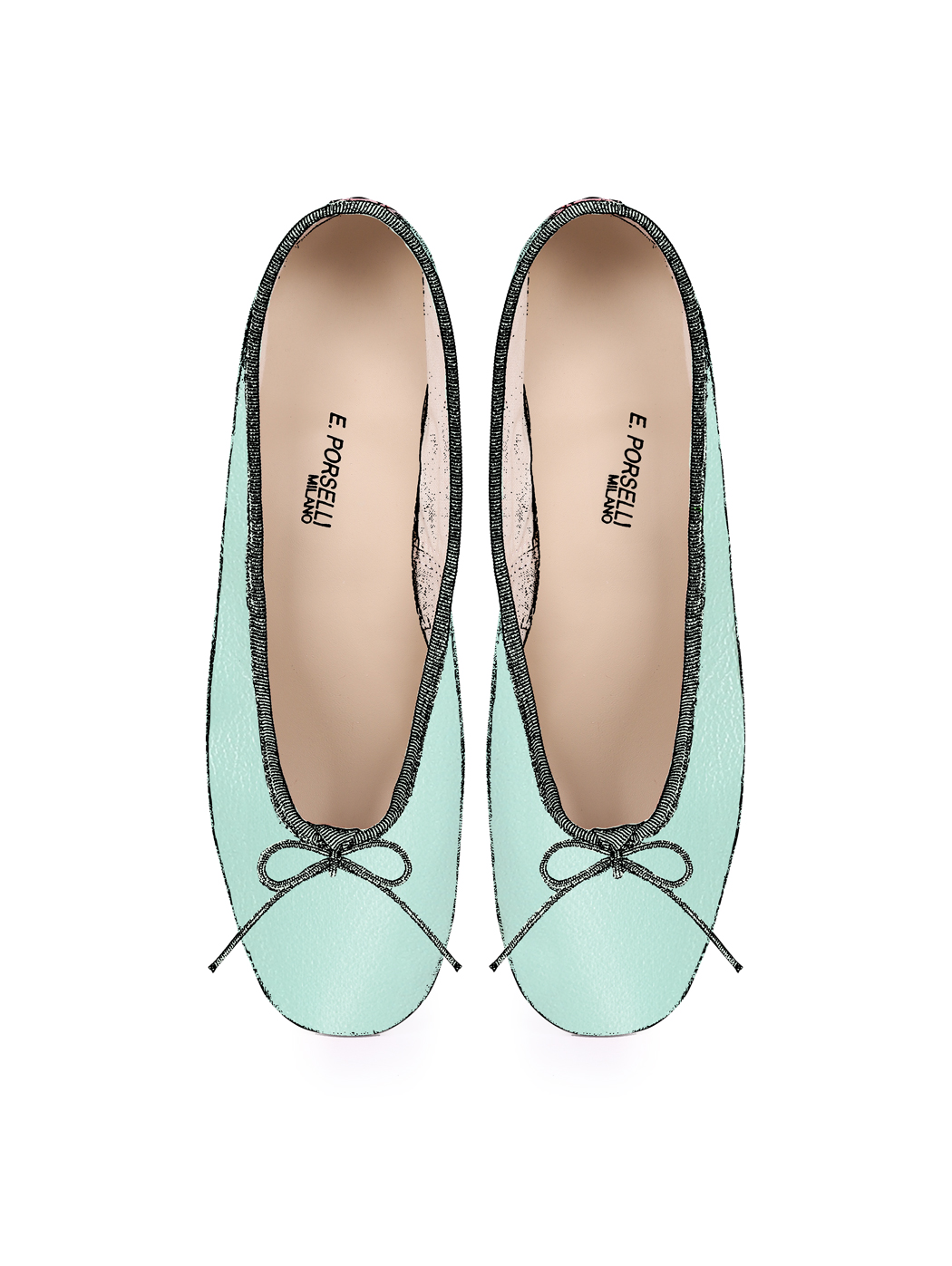 Ballet Pumps Block Heel - Mint Green Nappa