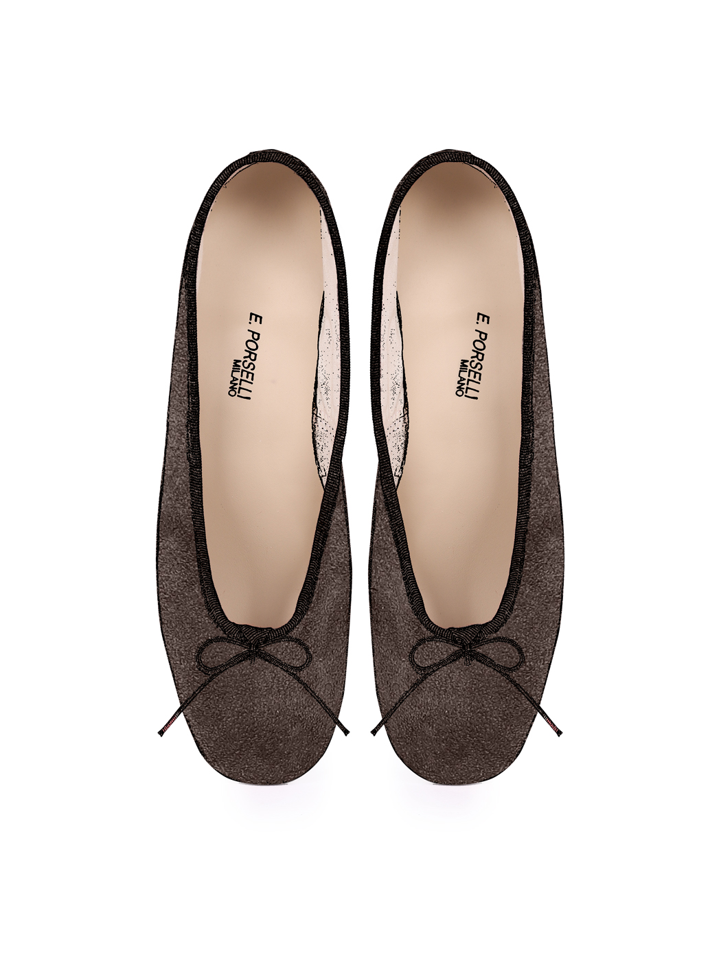 Ballet Pumps Block Heel - Dark Brown Suede