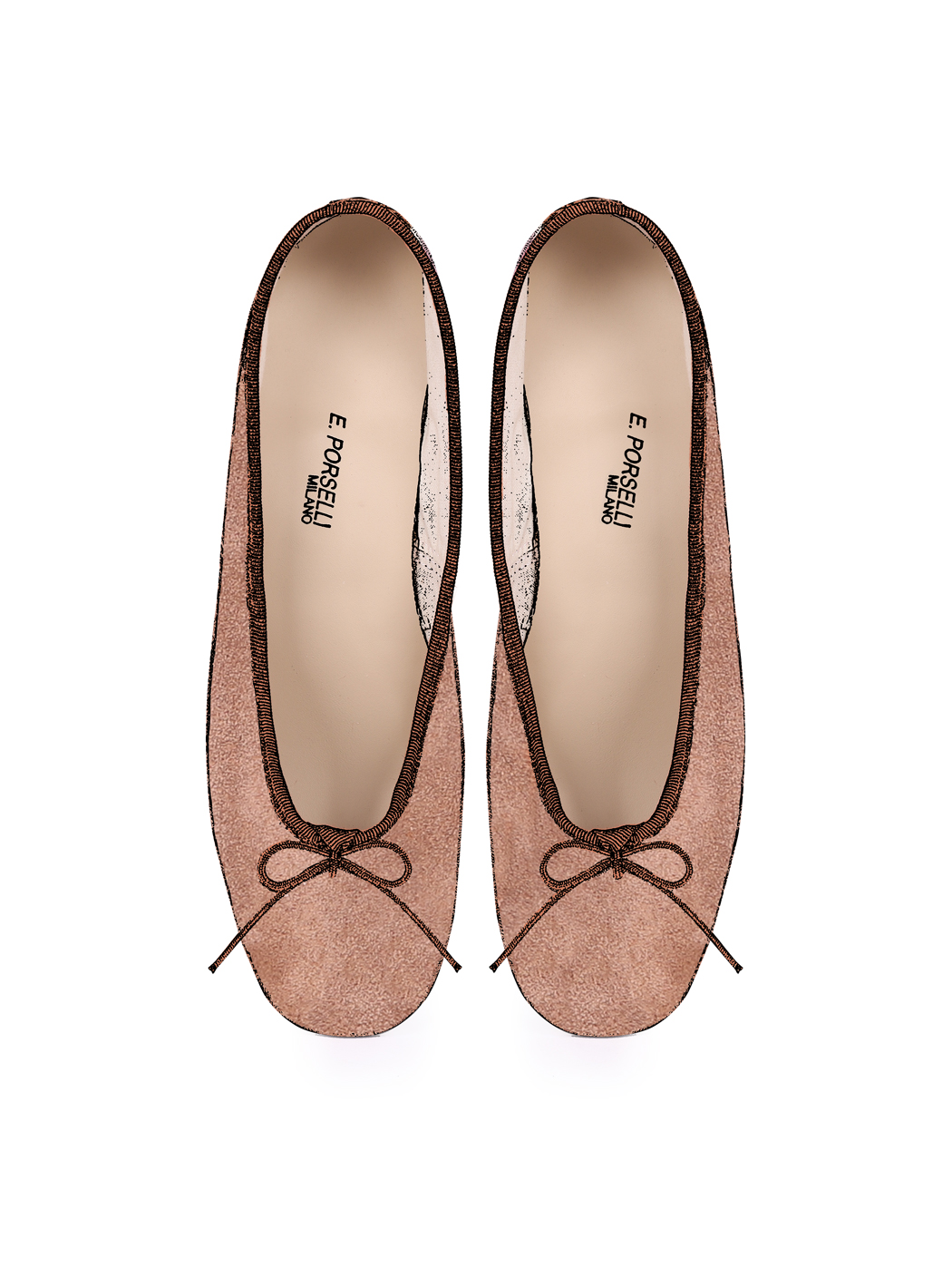 Ballet Pumps Block Heel - Brown Suede 