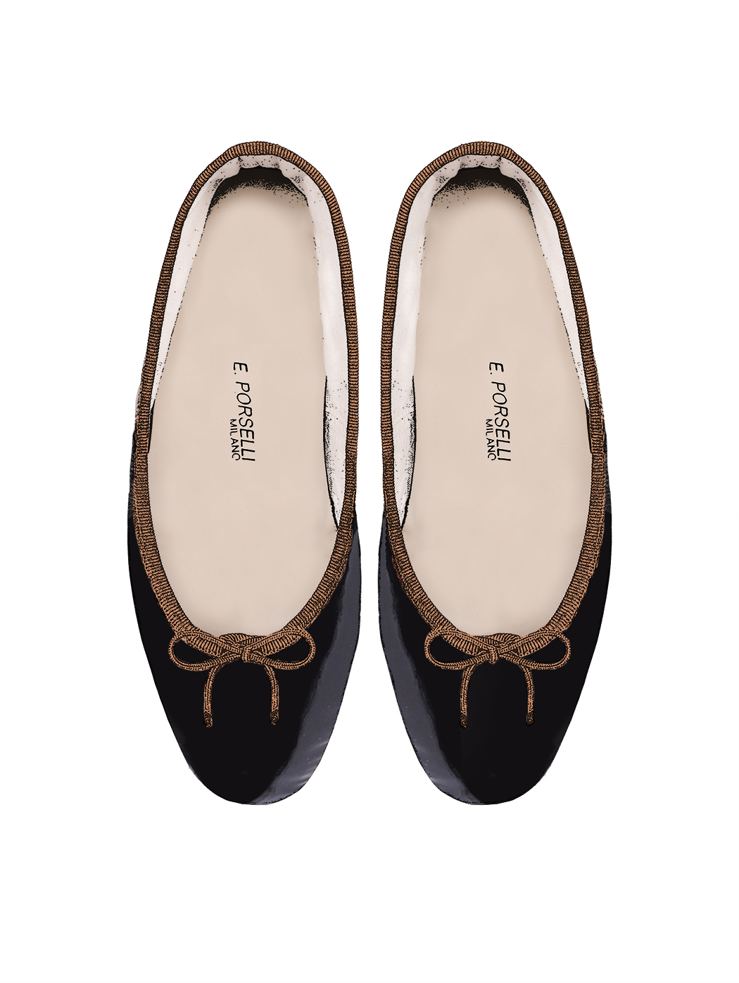 Ballerine DS Nero Lucido Filo Tabacco