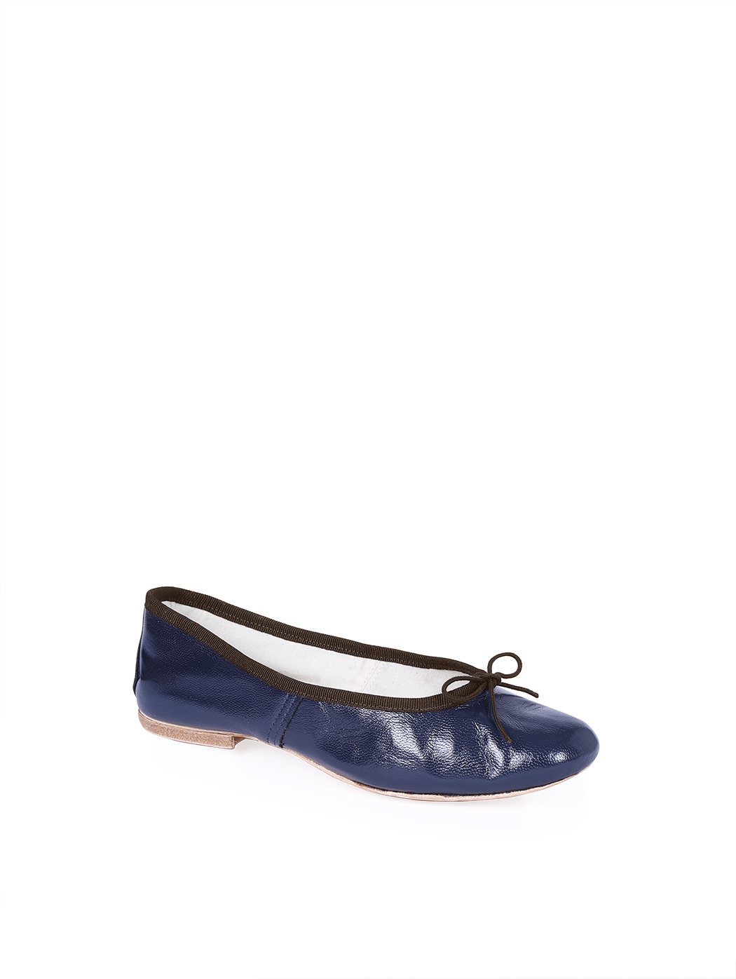 Ballet Flats Dark Blue Brown Trim