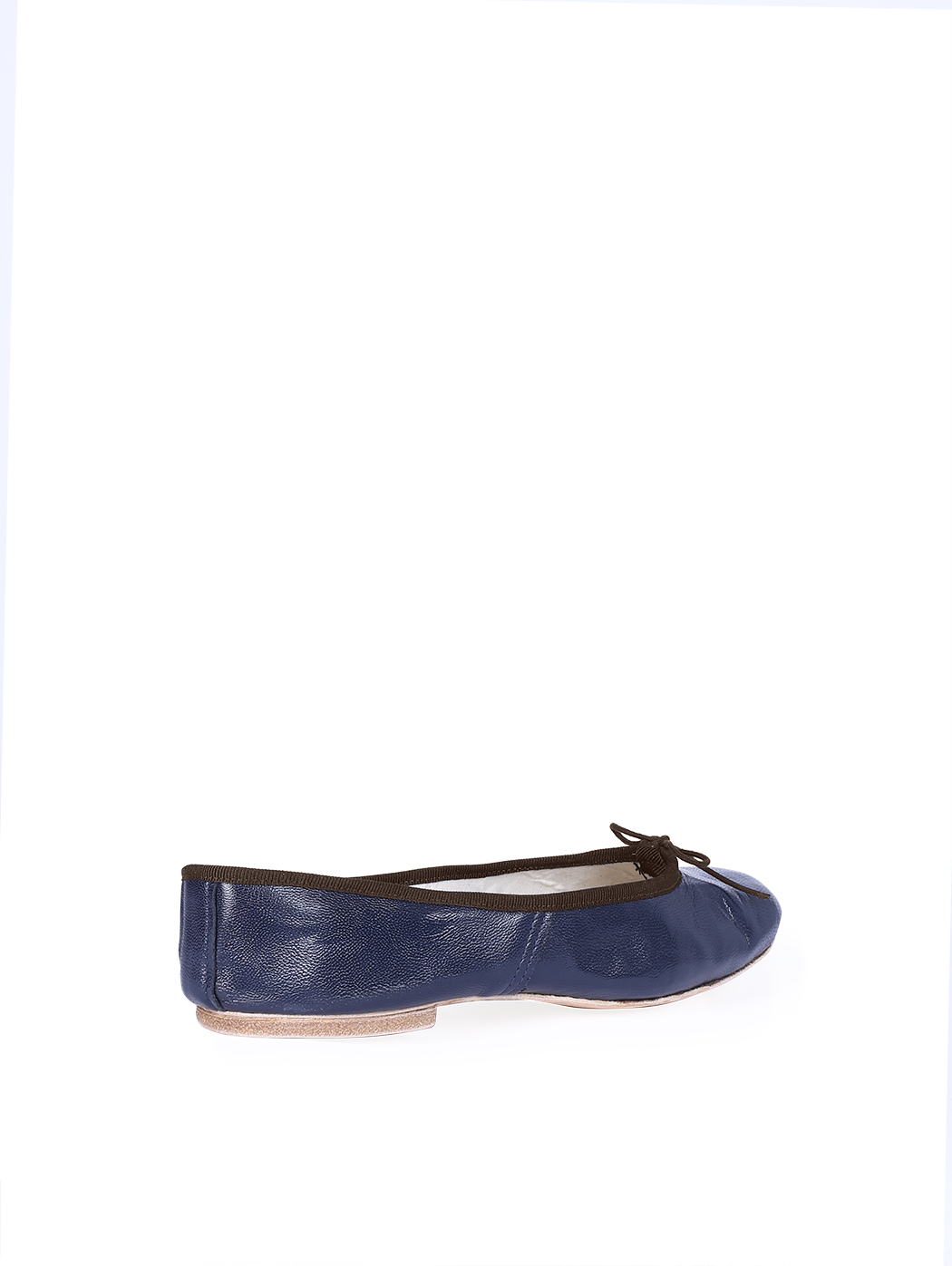 Ballet Flats Dark Blue Brown Trim