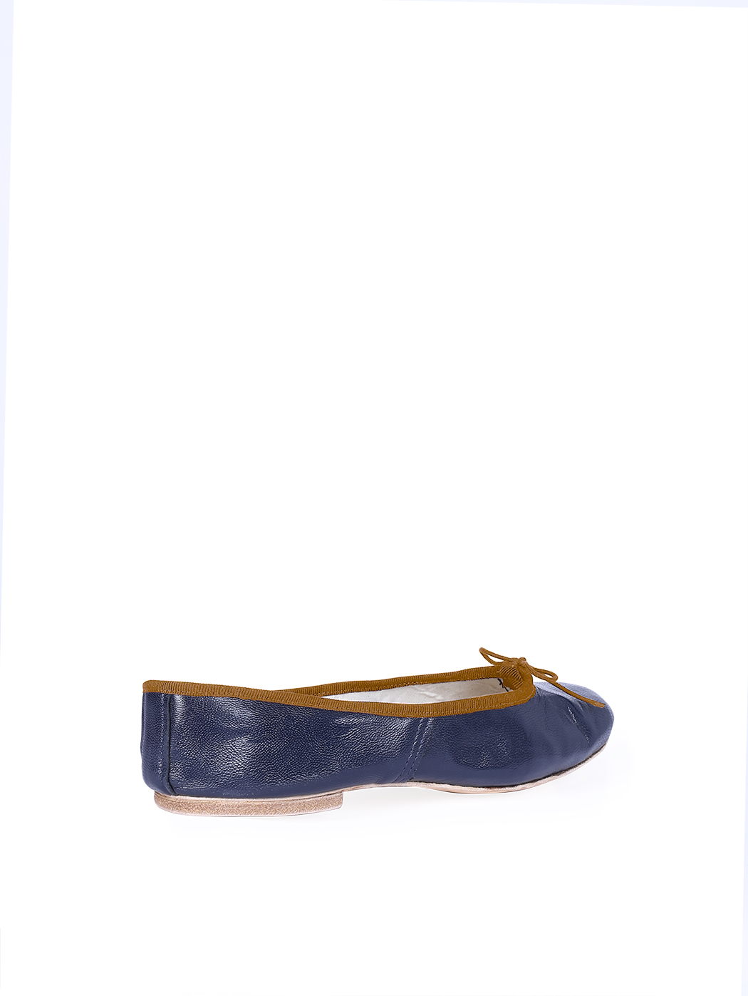 Ballet Flats Dark Blue Brown Trim
