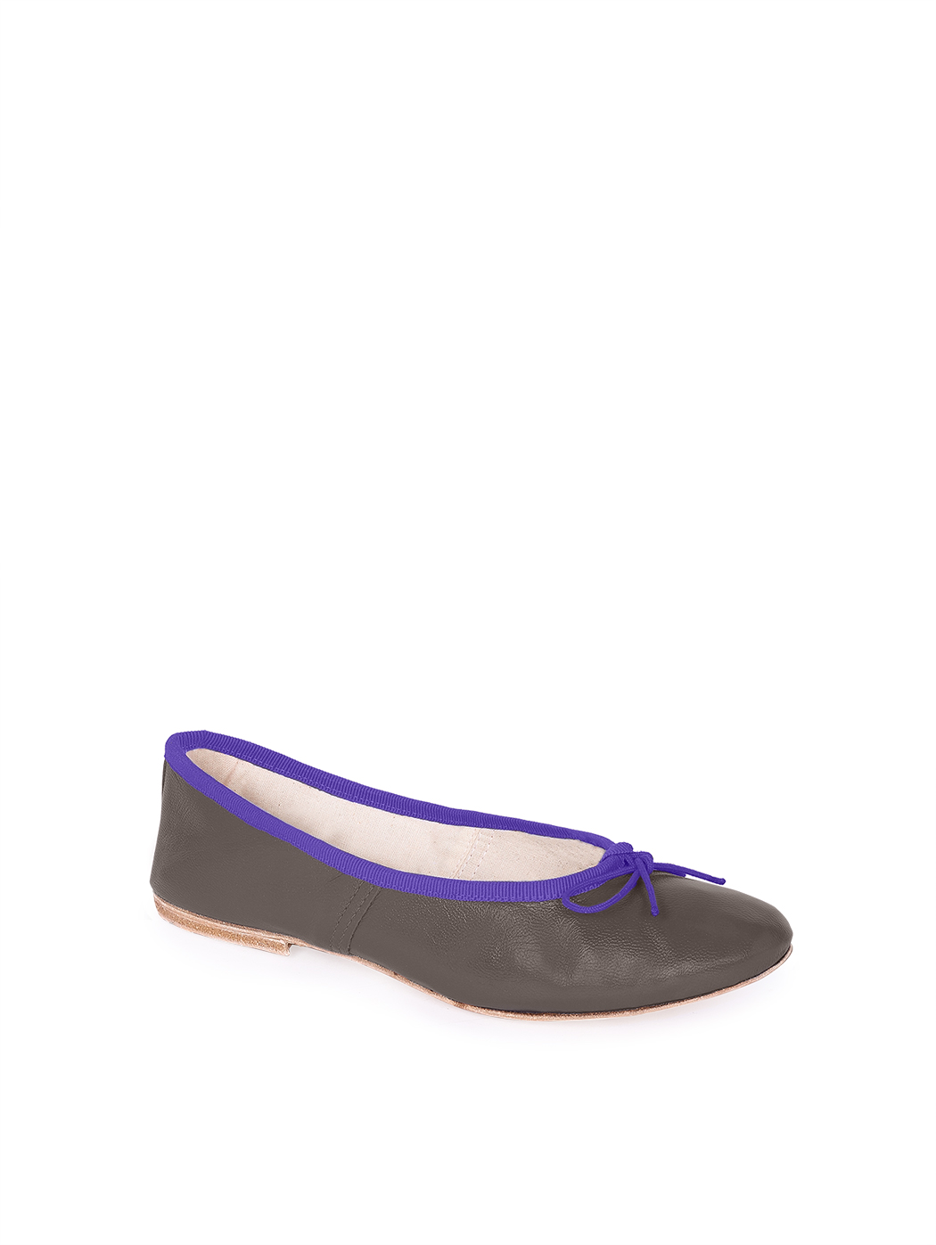 Ballet Flats Dark Brown Purple Trim