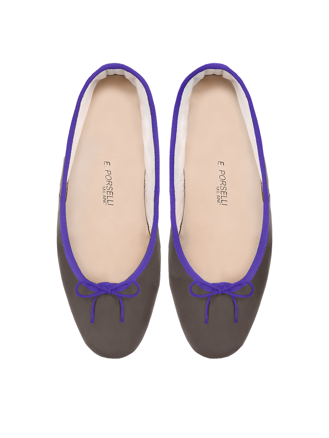 Ballet Flats Dark Brown Purple Trim