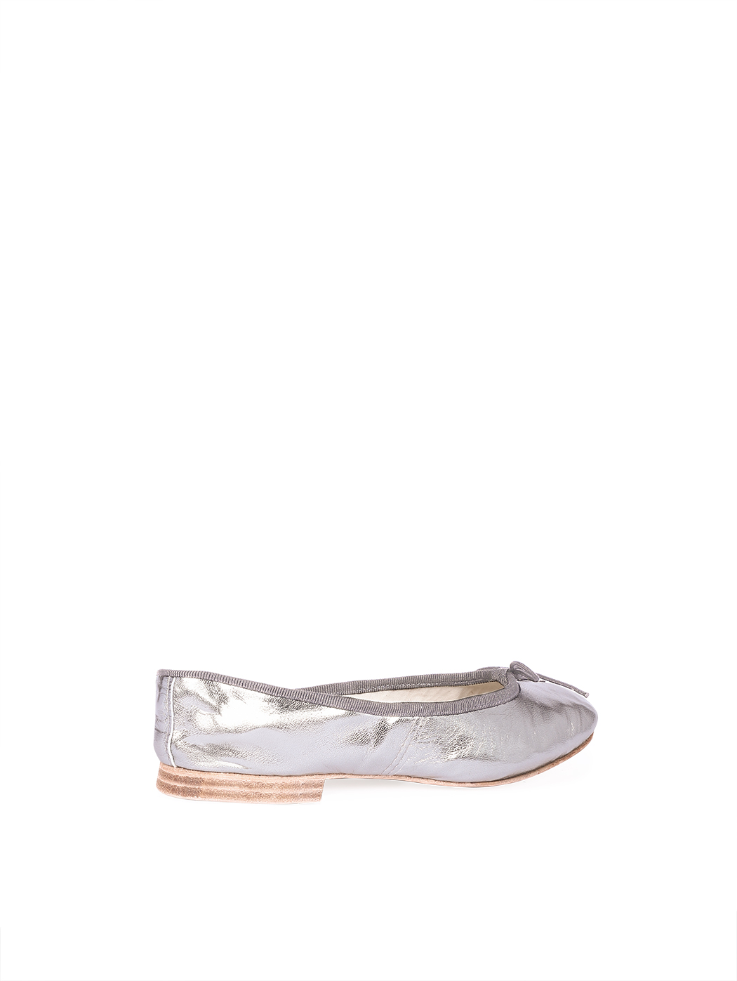 Ballet Flats Metallic Silver Double Heel 