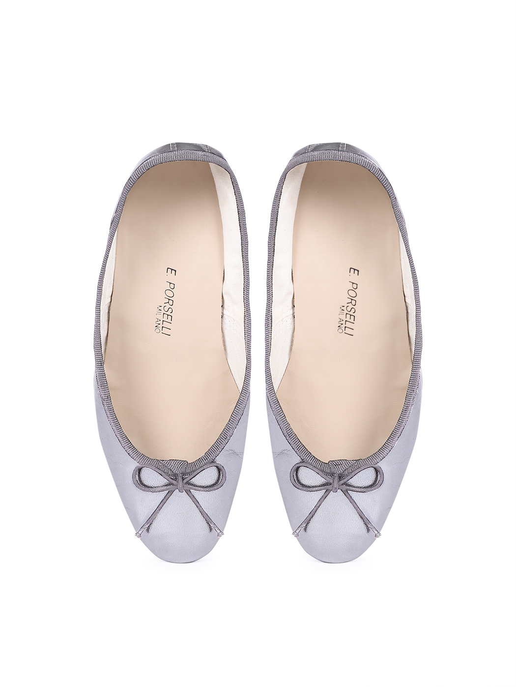 Ballet Flats Metallic Silver Double Heel 