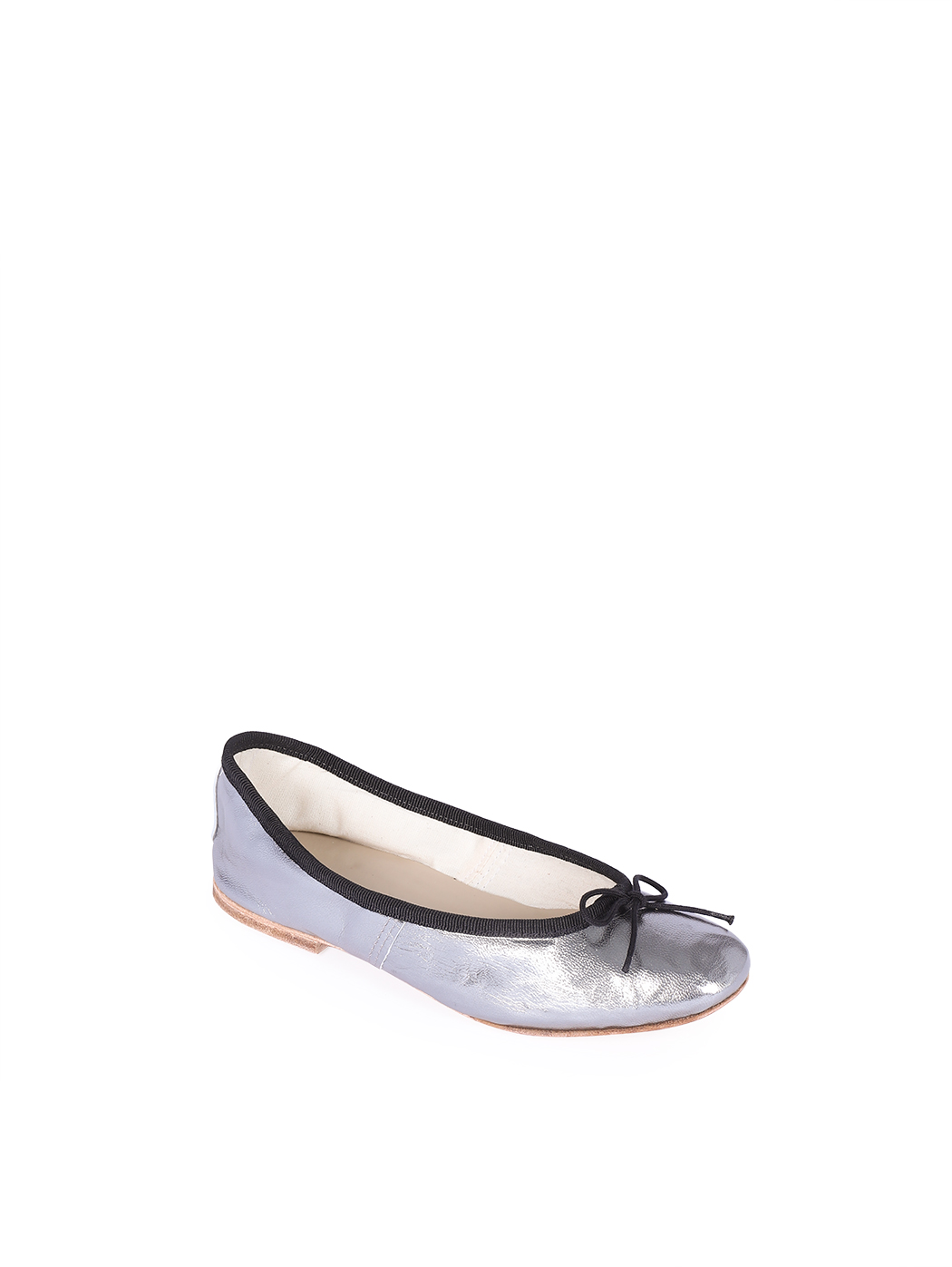 Ballet Flats Metallic Silver Black Trim