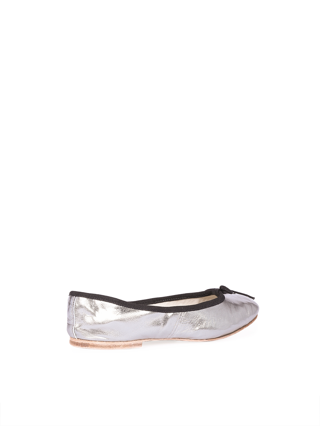 Ballet Flats Metallic Silver Black Trim