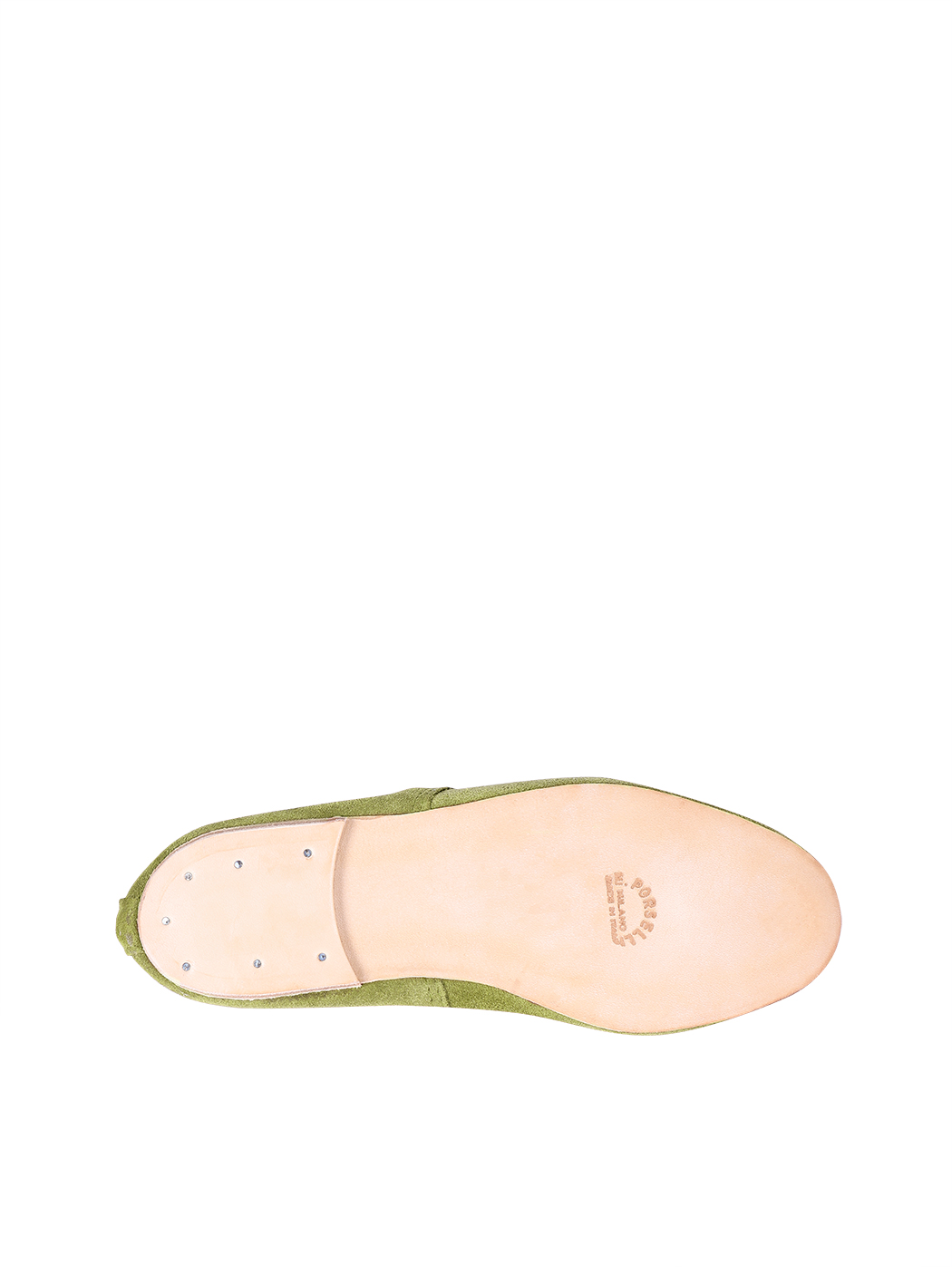 Ballet Flats Olive Green Suede Dark Brown Trim